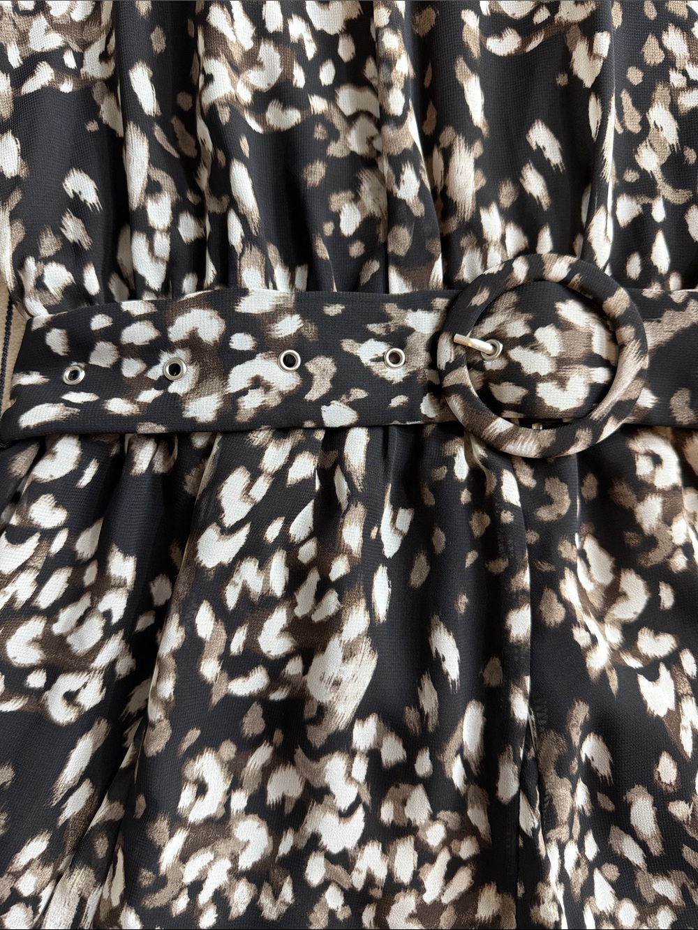 NWT Nine West Belted Mock Neck Animal Print Mini Dress Medium - Picture 9 of 15